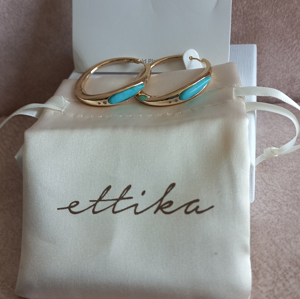 ETTIKA Turquoise Hoop Earrings. - Picture 3 of 4